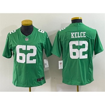 Women's Philadelphia Eagles #62 Jason Kelce Green 2023 F.U.S.E. Stitched Football Jersey(Run Small) Women's Philadelphia Eagles #62 Jason Kelce Green 2023 F.U.S.E. Stitched Football Jersey(Run Small)