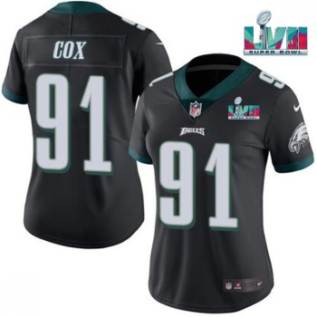 Women's Philadelphia Eagles #91 Fletcher Cox Black Super Bolw LVII Patch Vapor Untouchable Limited Stitched Football Jersey(Run Small) Women's Philadelphia Eagles #91 Fletcher Cox Black Super Bolw LVII Patch Vapor Untouchable Limited Stitched Football Jersey(Run Small)