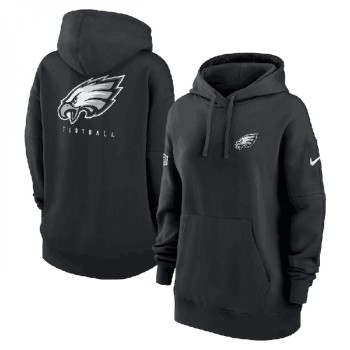 Women's Philadelphia Eagles Black Sideline Club Fleece Pullover Hoodie(Run Small) Women's Philadelphia Eagles Black Sideline Club Fleece Pullover Hoodie(Run Small)