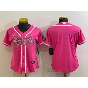 Women's Philadelphia Eagles Blank Pink With Patch Cool Base Stitched Baseball Jersey(Run Small) Women's Philadelphia Eagles Blank Pink With Patch Cool Base Stitched Baseball Jersey(Run Small)