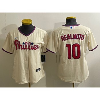 Women's Philadelphia Phillies #10 J.T. Realmuto Cream Cool Base Stitched Baseball Jersey(Run Small) Women's Philadelphia Phillies #10 J.T. Realmuto Cream Cool Base Stitched Baseball Jersey(Run Small)