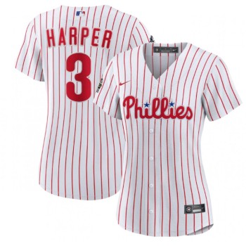 Women's Philadelphia Phillies #3 Bryce Harper White 2022 World Series Flex Base Stitched Baseball Jersey(Run Small) Women's Philadelphia Phillies #3 Bryce Harper White 2022 World Series Flex Base Stitched Baseball Jersey(Run Small)