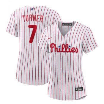 Women's Philadelphia Phillies #7 Trea Turner White Stitched Baseball Jersey(Run Small) Women's Philadelphia Phillies #7 Trea Turner White Stitched Baseball Jersey(Run Small)