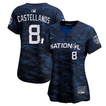 Women's Philadelphia Phillies #8 Nick Castellanos Royal 2023 All-star Stitched Baseball Jersey(Run Small) Women's Philadelphia Phillies #8 Nick Castellanos Royal 2023 All-star Stitched Baseball Jersey(Run Small)