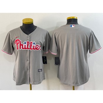 Women's Philadelphia Phillies Blank Gray Cool Base Stitched Baseball Jersey(Run Small) Women's Philadelphia Phillies Blank Gray Cool Base Stitched Baseball Jersey(Run Small)