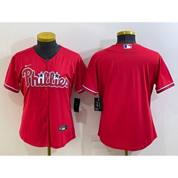 Women's Philadelphia Phillies Blank Red Cool Base Stitched Baseball Jersey(Run Small) Women's Philadelphia Phillies Blank Red Cool Base Stitched Baseball Jersey(Run Small)
