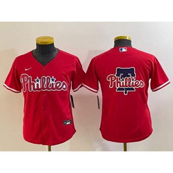 Women's Philadelphia Phillies Red Team Big Logo Cool Base Stitched Baseball Jersey(Run Small) Women's Philadelphia Phillies Red Team Big Logo Cool Base Stitched Baseball Jersey(Run Small)