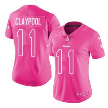 Women's Pittsburgh Steelers #11 Chase Claypool Pink Vapor Untouchable Limited Stitched NFL Jersey(Run Small) Women's Pittsburgh Steelers #11 Chase Claypool Pink Vapor Untouchable Limited Stitched NFL Jersey(Run Small)