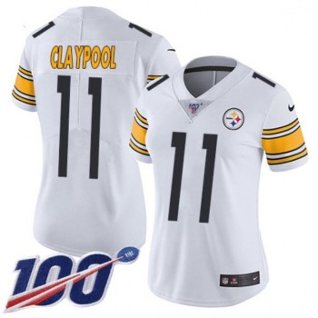 Women's Pittsburgh Steelers #11 Chase Claypool White Vapor 100th Season Limited Stitched NFL Jersey(Run Small) Women's Pittsburgh Steelers #11 Chase Claypool White Vapor 100th Season Limited Stitched NFL Jersey(Run Small)