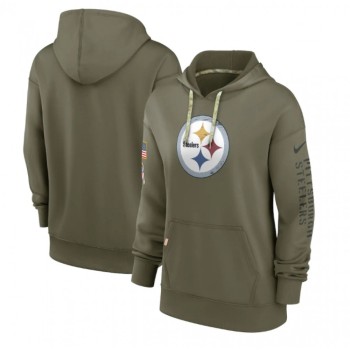 Women's Pittsburgh Steelers 2022 Olive Salute to Service Therma Performance Pullover Hoodie(Run Small) Women's Pittsburgh Steelers 2022 Olive Salute to Service Therma Performance Pullover Hoodie(Run Small)