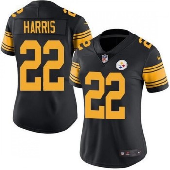 Women's Pittsburgh Steelers #22 Najee Harris Black Color Rush Stitched Football Jersey(Run Small) Women's Pittsburgh Steelers #22 Najee Harris Black Color Rush Stitched Football Jersey(Run Small)