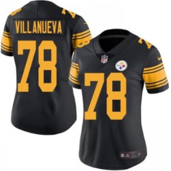 Women's Pittsburgh Steelers #78 Alejandro Villanueva Black Color Rush Limited Stitched NFL Jersey(Run Small) Women's Pittsburgh Steelers #78 Alejandro Villanueva Black Color Rush Limited Stitched NFL Jersey(Run Small)