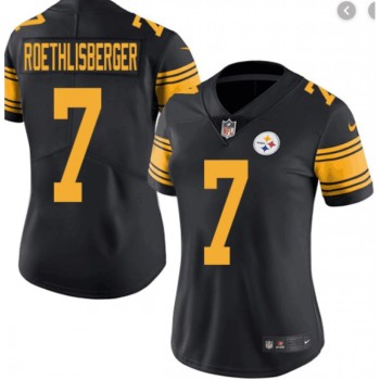 Women's Pittsburgh Steelers #7 Ben Roethlisberger Black Color Rush Limited Stitched NFL Jersey(Run Small) Women's Pittsburgh Steelers #7 Ben Roethlisberger Black Color Rush Limited Stitched NFL Jersey(Run Small)