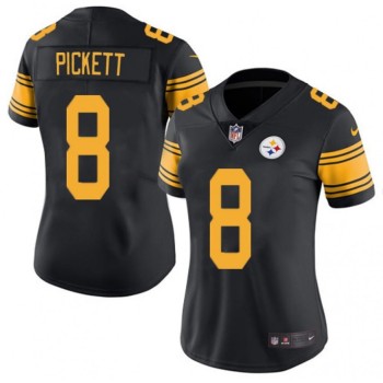 Women's Pittsburgh Steelers #8 Kenny Pickett Black Color Rush Limited Stitched Jersey(Run Small) Women's Pittsburgh Steelers #8 Kenny Pickett Black Color Rush Limited Stitched Jersey(Run Small)