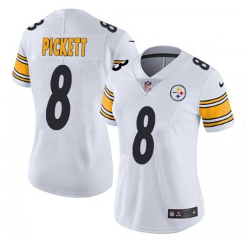 Women's Pittsburgh Steelers #8 Kenny Pickett White Vapor Untouchable Limited Stitched Jersey(Run Small) Women's Pittsburgh Steelers #8 Kenny Pickett White Vapor Untouchable Limited Stitched Jersey(Run Small)