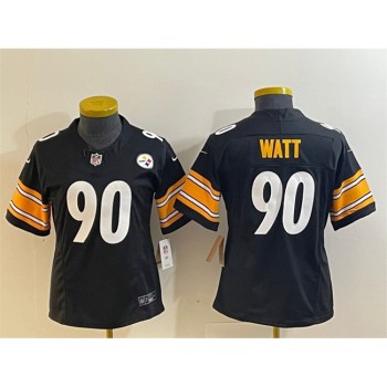 Women's Pittsburgh Steelers #90 T. J. Watt Black 2023 F.U.S.E. Stitched Football Jersey(Run Small) Women's Pittsburgh Steelers #90 T. J. Watt Black 2023 F.U.S.E. Stitched Football Jersey(Run Small)
