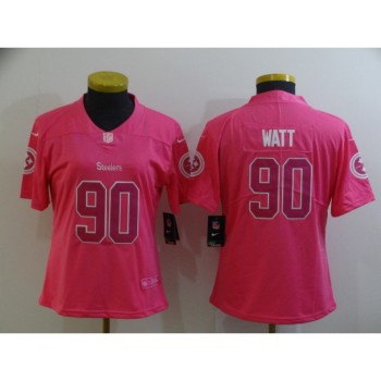 Women's Pittsburgh Steelers #90 T. J. Watt Pink Vapor Untouchable Limited Stitched NFL Jersey Women's Pittsburgh Steelers #90 T. J. Watt Pink Vapor Untouchable Limited Stitched NFL Jersey