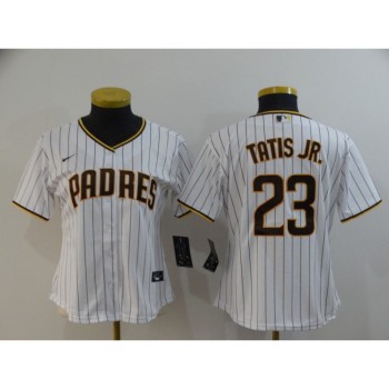 Women's San Diego Padres #23 Fernando Tatis Jr. White Cool Base Stitched MLB Jersey(Run Small) Women's San Diego Padres #23 Fernando Tatis Jr. White Cool Base Stitched MLB Jersey(Run Small)