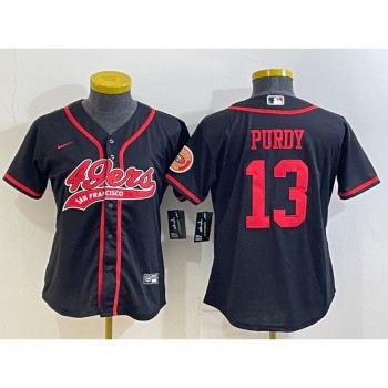 Women's San Francisco 49ers #13 Brock Purdy Black With Patch Cool Base Stitched Baseball Jersey(Run Small) Women's San Francisco 49ers #13 Brock Purdy Black With Patch Cool Base Stitched Baseball Jersey(Run Small)