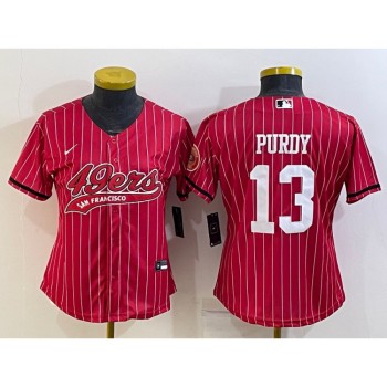 Women's San Francisco 49ers #13 Brock Purdy Red With Patch Cool Base Stitched Baseball Jersey(Run Small) Women's San Francisco 49ers #13 Brock Purdy Red With Patch Cool Base Stitched Baseball Jersey(Run Small)