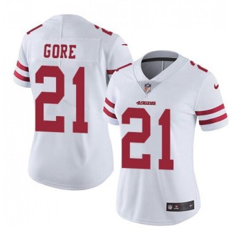 Women's San Francisco 49ers #21 Frank Gore White Stitched Jersey(Run Small) Women's San Francisco 49ers #21 Frank Gore White Stitched Jersey(Run Small)