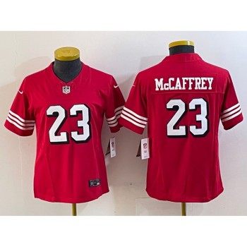 Women's San Francisco 49ers #23 Christian McCaffrey New Red 2023 F.U.S.E. Vapor Untouchable Limited Stitched Jersey(Run Small) Women's San Francisco 49ers #23 Christian McCaffrey New Red 2023 F.U.S.E. Vapor Untouchable Limited Stitched Jersey(Run Small)
