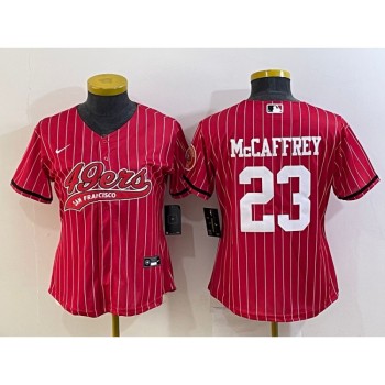 Women's San Francisco 49ers #23 Christian McCaffrey Red With Patch Cool Base Stitched Baseball Jersey(Run Small) Women's San Francisco 49ers #23 Christian McCaffrey Red With Patch Cool Base Stitched Baseball Jersey(Run Small)