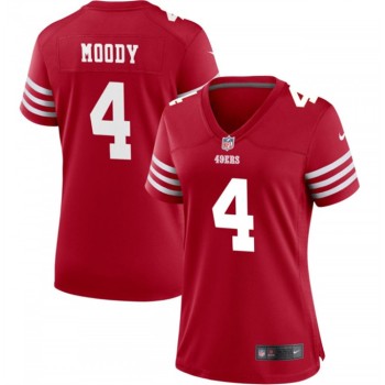 Women's San Francisco 49ers #4 Jake Moody Red Stitched Jersey(Run Small) Women's San Francisco 49ers #4 Jake Moody Red Stitched Jersey(Run Small)