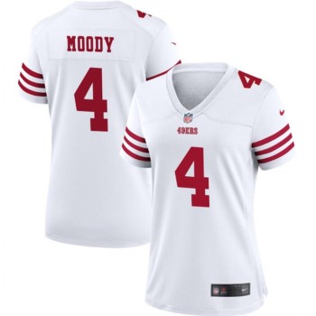 Women's San Francisco 49ers #4 Jake Moody White Stitched Jersey(Run Small) Women's San Francisco 49ers #4 Jake Moody White Stitched Jersey(Run Small)