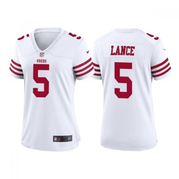 Women's San Francisco 49ers #5 Trey Lance White Stitched Jersey(Run Small) Women's San Francisco 49ers #5 Trey Lance White Stitched Jersey(Run Small)