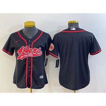 Women's San Francisco 49ers Blank Black With Patch Cool Base Stitched Baseball Jersey(Run Small) Women's San Francisco 49ers Blank Black With Patch Cool Base Stitched Baseball Jersey(Run Small)