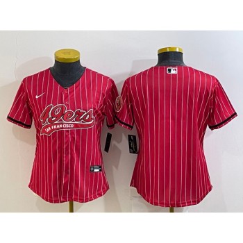 Women's San Francisco 49ers Blank Red With Patch Cool Base Stitched Baseball Jersey(Run Small) Women's San Francisco 49ers Blank Red With Patch Cool Base Stitched Baseball Jersey(Run Small)