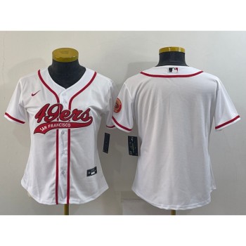 Women's San Francisco 49ers Blank White With Patch Cool Base Stitched Baseball Jersey(Run Small) Women's San Francisco 49ers Blank White With Patch Cool Base Stitched Baseball Jersey(Run Small)