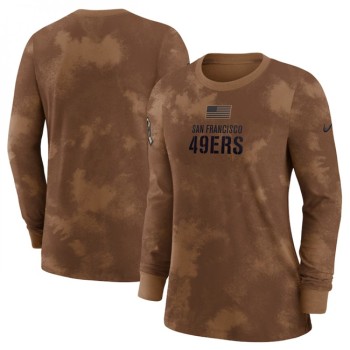 Women's San Francisco 49ers Brown 2023 Salute To Service Long Sleeve T-Shirt(Run Small) Women's San Francisco 49ers Brown 2023 Salute To Service Long Sleeve T-Shirt(Run Small)