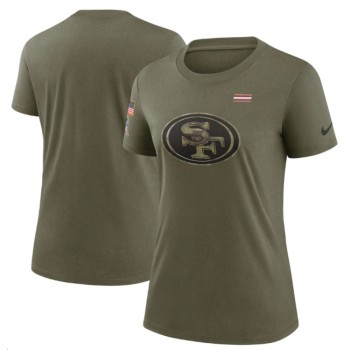 Women's San Francisco 49ers Olive 2021 Salute To Service T-Shirt (Run Small)