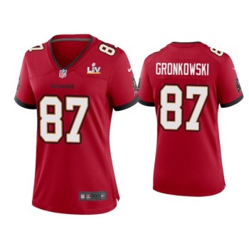 Women's Tampa Bay Buccaneers #87 Rob Gronkowski Red 2021 Super Bowl LV Limited Stitched Jersey(Run Small) Women's Tampa Bay Buccaneers #87 Rob Gronkowski Red 2021 Super Bowl LV Limited Stitched Jersey(Run Small)