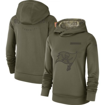 Women's Tampa Bay Buccaneers Olive Salute to Service Team Logo Performance Pullover NFL Hoodie Women's Tampa Bay Buccaneers Olive Salute to Service Team Logo Performance Pullover NFL Hoodie