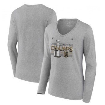 Women's Vegas Golden Knights Heather Gray 2023 Stanley Cup Champions Locker Room Long Sleeve V-Neck T-Shirt Women's Vegas Golden Knights Heather Gray 2023 Stanley Cup Champions Locker Room Long Sleeve V-Neck T-Shirt