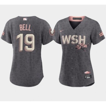 Women's Washington Nationals #19 Josh Bell 2022 Grey City Connect Cherry Blossom Stitched Jersey(Run Small) Women's Washington Nationals #19 Josh Bell 2022 Grey City Connect Cherry Blossom Stitched Jersey(Run Small)