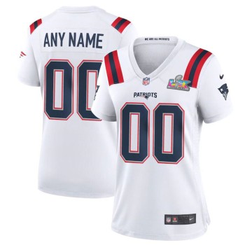 Women's New England Patriots Custom White Super Bowl LX Stitched Game Jersey