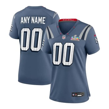 Women's New England Patriots Custom Blue Super Bowl LX Rivalries Collection Game Jersey