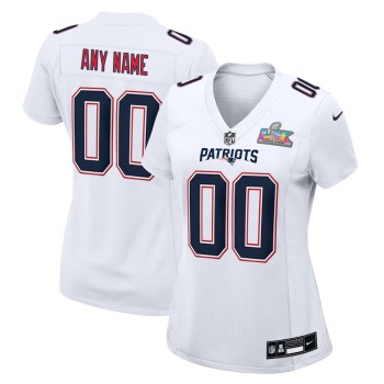 Women's New England Patriots Custom White Super Bowl LX Patch Tundra Fashion Game Jersey