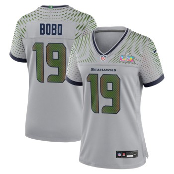 Women's Seattle Seahawks #19 Jake Bobo Gray Super Bowl LX Rivalries Collection Game Stitched Jersey