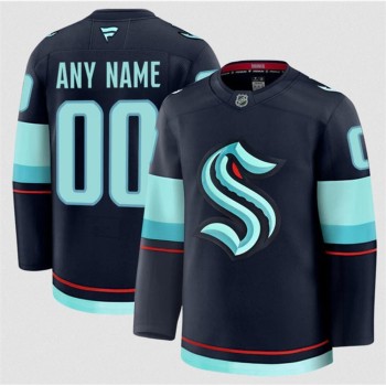 Youth Seattle Kraken Custom Navy 2024-25 Home Stitched Hockey Jersey