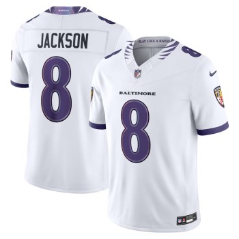 Men's Baltimore Ravens #8 Lamar Jackson White Vapor F.U.S.E. Sewn Down Limited Jersey Men's Baltimore Ravens #8 Lamar Jackson White Vapor F.U.S.E. Sewn Down Limited Jersey