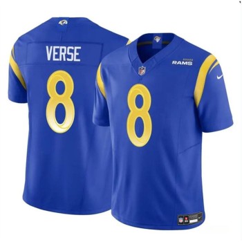 Men's Los Angeles Rams #8 Jared Verse Blue 2024 Draft F.U.S.E Vapor Untouchable Stitched Football Jersey Men's Los Angeles Rams #8 Jared Verse Blue 2024 Draft F.U.S.E Vapor Untouchable Stitched Football Jersey