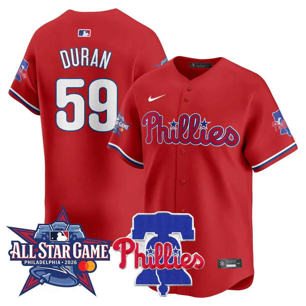 Men's Philadelphia Phillies #59 Jhoan Duran Red 2026 MLB All-Star Jersey Men's Philadelphia Phillies #59 Jhoan Duran Red 2026 MLB All-Star Jersey