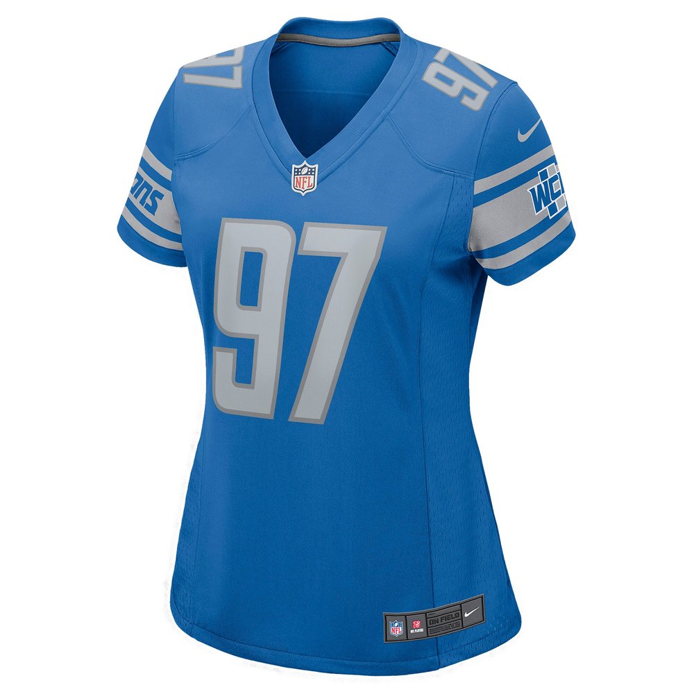 Women's Detroit Lions #97 Aidan Hutchinson Blue Game Jersey