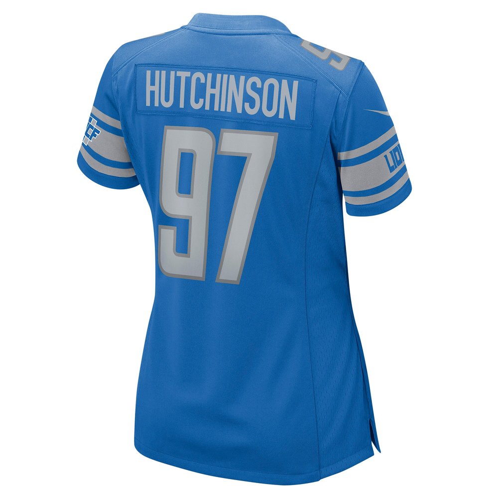 Women's Detroit Lions #97 Aidan Hutchinson Blue Game Jersey