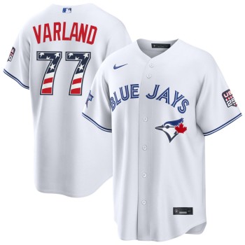 Men's Toronto Blue Jays #77 Louis Varland Nike White 2026 All-Star Edition Stars & Stripes Stadium Jersey Men's Toronto Blue Jays #77 Louis Varland Nike White 2026 All-Star Edition Stars & Stripes Stadium Jersey